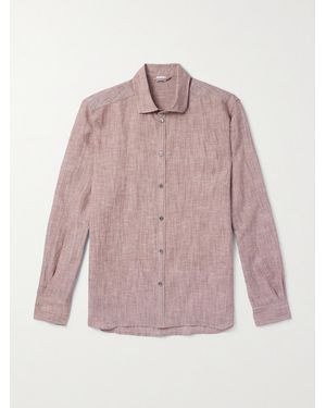 Zimmerli of Switzerland Cutaway-Collar Linen And Cotton-Blend Shirt - Pink