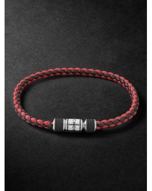 Chopard Classic Racing Woven Leather And-Tone Bracelet - Nero