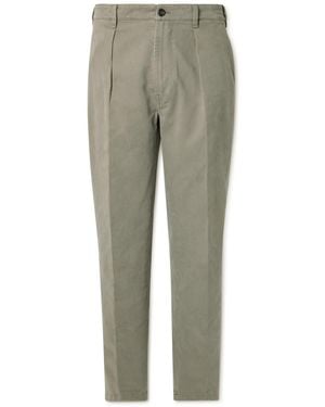 Drake's Games Tapered Pleated Cotton-Twill Suit Pants - Gray
