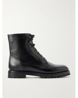 Manolo Blahnik Ambleside Manny Leather Lace-Up Boots - Black