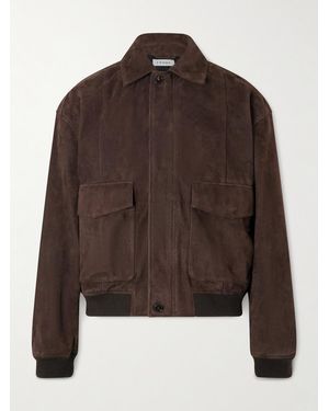 FRAME Retro Suede Bomber Jacket - Brown