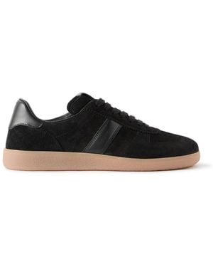 Tom Ford Leather-Trimmed Suede Sneakers - Black