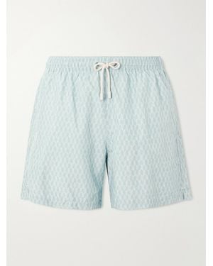 Canali Straight-Leg Mid-Length Printed Swim Shorts - Blue