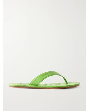 JW Anderson Leaf Logo-Debossed Leather Sandals - Green