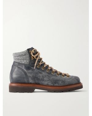 Brunello Cucinelli Leather Hiking Boots - Blue