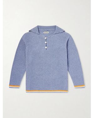 Bode Boat Deck Ribbed Virgin Wool Sweater - Blau