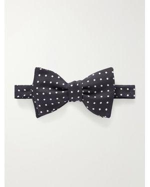 Favourbrook Party Pre-Tied Polka-Dot Silk Bow Tie - Blue
