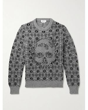 McQueen Fair Isle Knitted Jumper - Grey