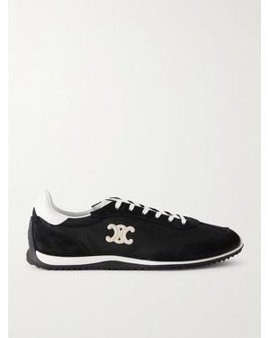 Celine Triomph Nylon And Suede Trainers - Black