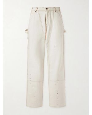 CHERRY LA Paint-Splattered Distressed Straight-Leg Jeans - Natural
