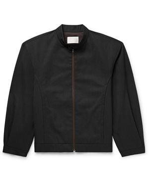 Amomento Striped Wool-Blend Jacket - Black