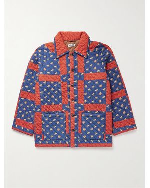 Bode Sheepfold Quilted Padded Printed Cotton Jacket - Red