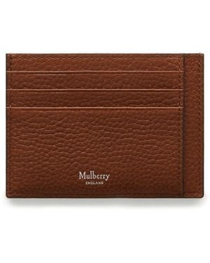 Mulberry Card Holder In Oak Small Classic Grain - Brown