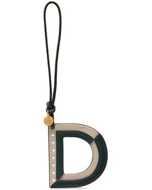 Mulberry Bi-colour Leather Keyring- D - Metallic