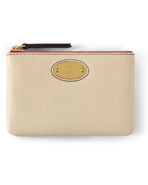 Mulberry Plaque Small Zip Coin Pouch Clotted Cream-Coral - Natural