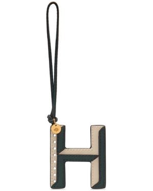 Mulberry Bi-colour Leather Keyring- H - Metallic