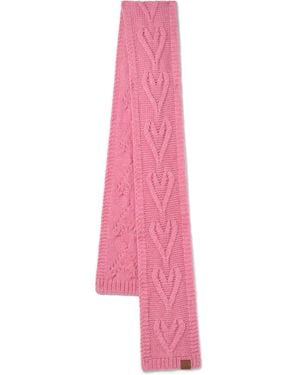 Mulberry Cable Knitted Heart Scarf - Pink