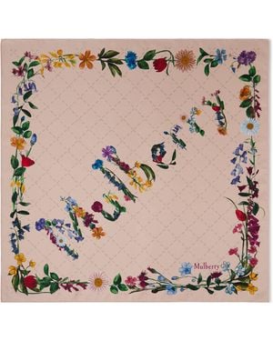Mulberry Silk Wild Floral Square Scarf - Pink