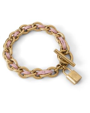 Mulberry Lily Leather Chain Bracelet Medium Powder - Metallic