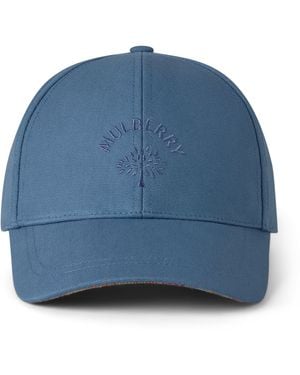 Mulberry Check Lined Baseball Cap Denim - Blue