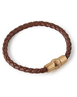 Mulberry Iris Leather Bracelet In Oak Silky Calf And Gold Plated Stainless Steel - Brown