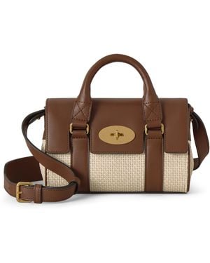 Mulberry Leather Mini Bayswater Ecru-Bright Oak - Brown