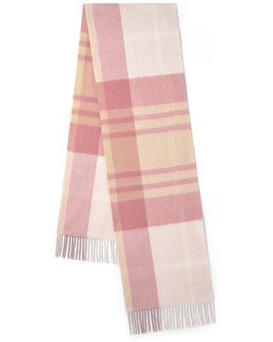Mulberry Kleinkarierter Schal Aus Merinowolle - Pink
