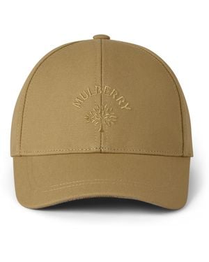 Mulberry Check Lined Baseball Cap Camel - Green