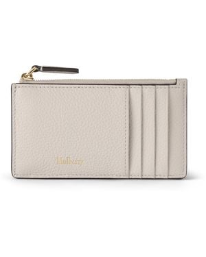 Mulberry Continental Long Zipped Card Holder Chalk - Metallic