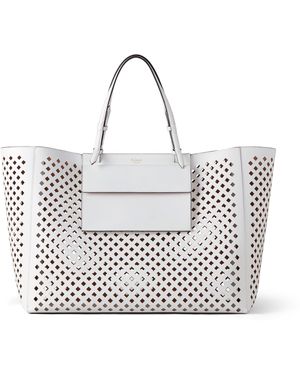 Mulberry Leather Xl Perforated Tote - White