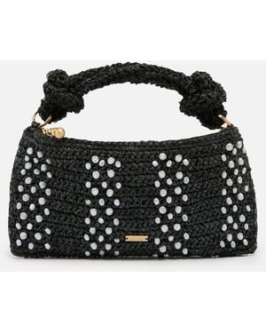 Cult Gaia Hera Nano Raffia Shoulder Bag - Black