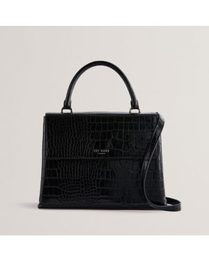 Ted Baker Aynissa Croc-effect Top Handle Large Bag - Black