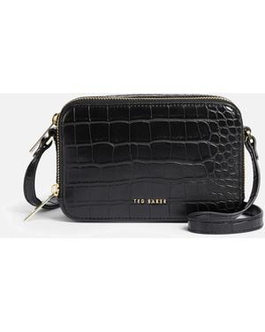 Ted Baker Stina Double Zip Faux Leather Mini Camera Bag - Black
