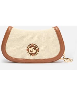 Dune London Dacre Small Leather And Canvas Crossbody Bag - Natural