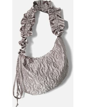Damson Madder Ruched Satin Kidney Bag - Metallic