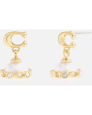 COACH Pearl Orb Gold-tone Drop Earrings - Metallic