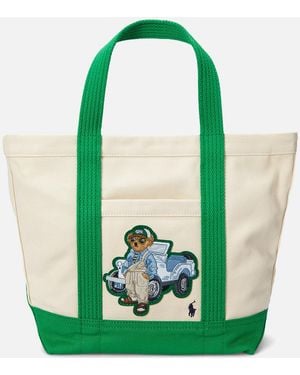Polo Ralph Lauren Bear Canvas Small Tote Bag - Green