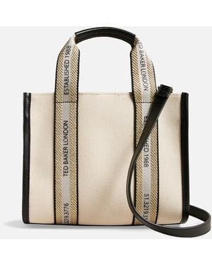 Ted Baker Small Georjea Logo-detailed Cotton-canvas Tote Bag - Natural