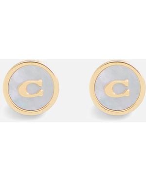 COACH Mop Coin Gold-tone Stud Earrings - Metallic
