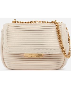 Ted Baker Pyalily Plissé Faux Leather Crossbody Bag - Natural