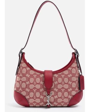 COACH Hamptons Jacquard Hobo Bag - Red