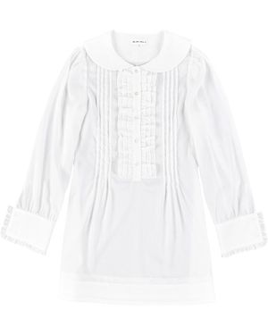 My Mum Made It Ruffle Placket Mini Dress - White