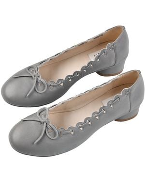 My Mum Made It Ribbon Stitch Ballet Pumps - Gray