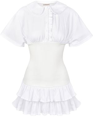 My Mum Made It Collar Fitted Frill Dress - White