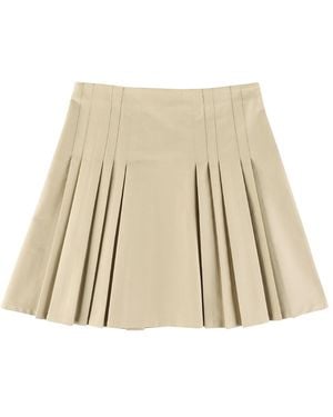 My Mum Made It Structured Box Pleat Midi Skirt - Natural