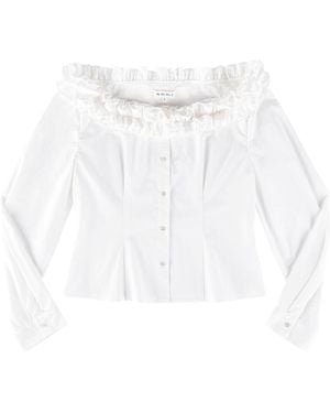 My Mum Made It Ruffle Neck Corset Blouse - White