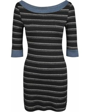 MY MUM MADE IT pty ltd Boat Neck Stripe Dress - Black