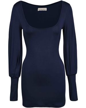 My Mum Made It Balloon Sleeve Mini Dress - Blue