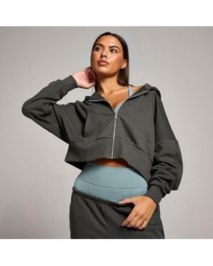 Mp Sudadera Corta Con Capucha Y Cremallera Integral Teo Para Mujer De - Gris