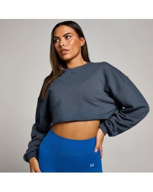 Mp Teo Slouchy Cropped Long Sleeve Top - Blue